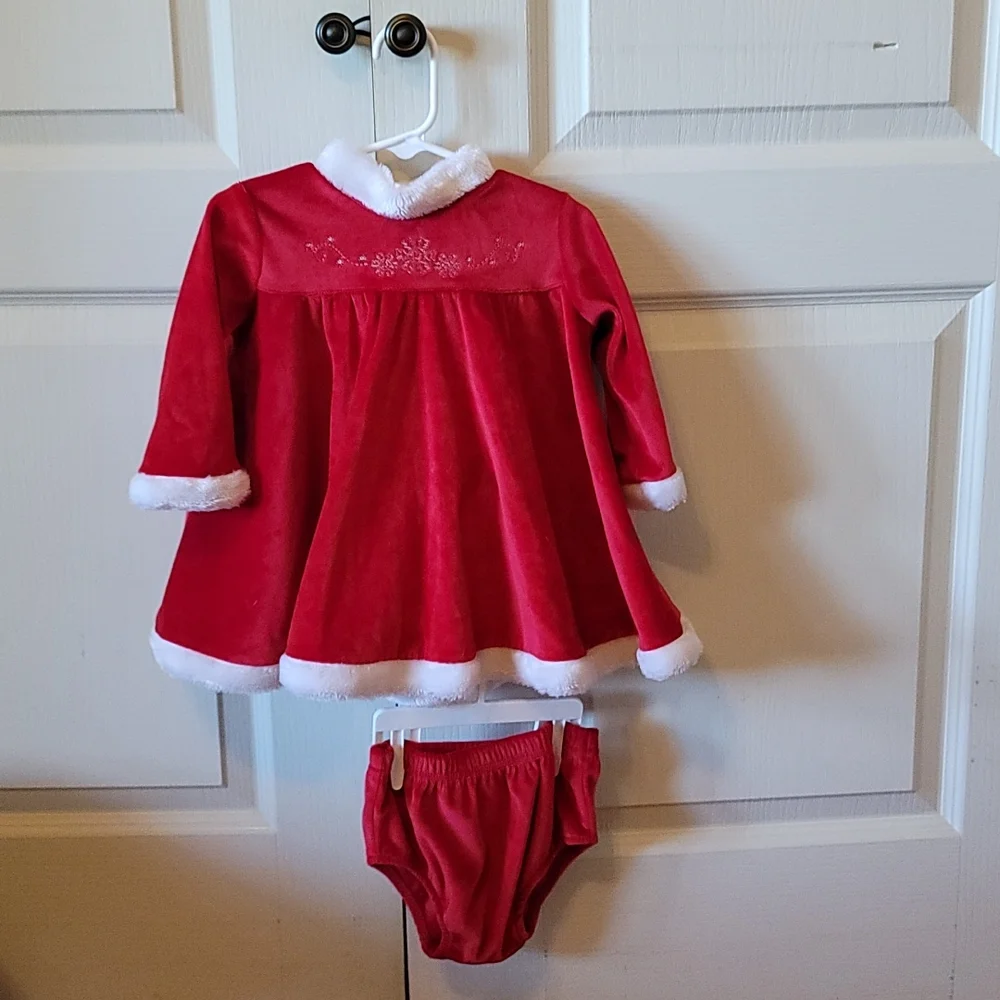Red girls holiday dress with matching diaper cover 18 months - Picture 1 of 7